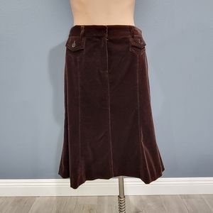 THEORY Brown Velvet A-Line Skirt 8